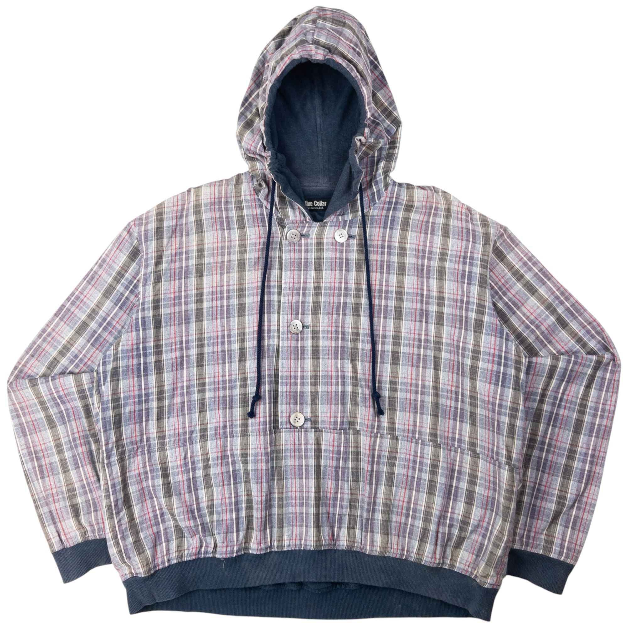 Vintage Yohji Yamamoto Blue Collar Half Button Hoodie Size S