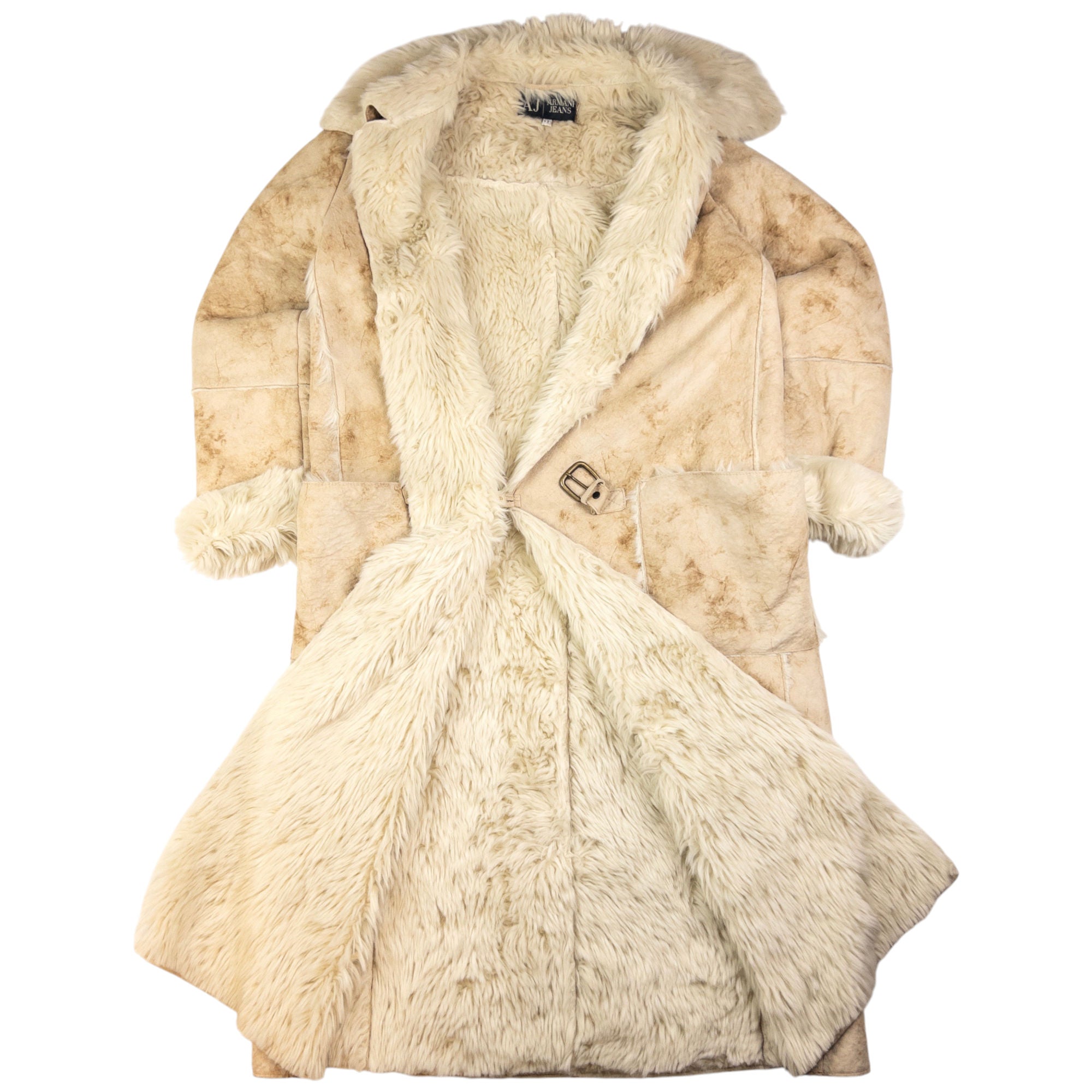 Vintage Armani Jeans Faux Fur Afghan Jacket Womens Size L
