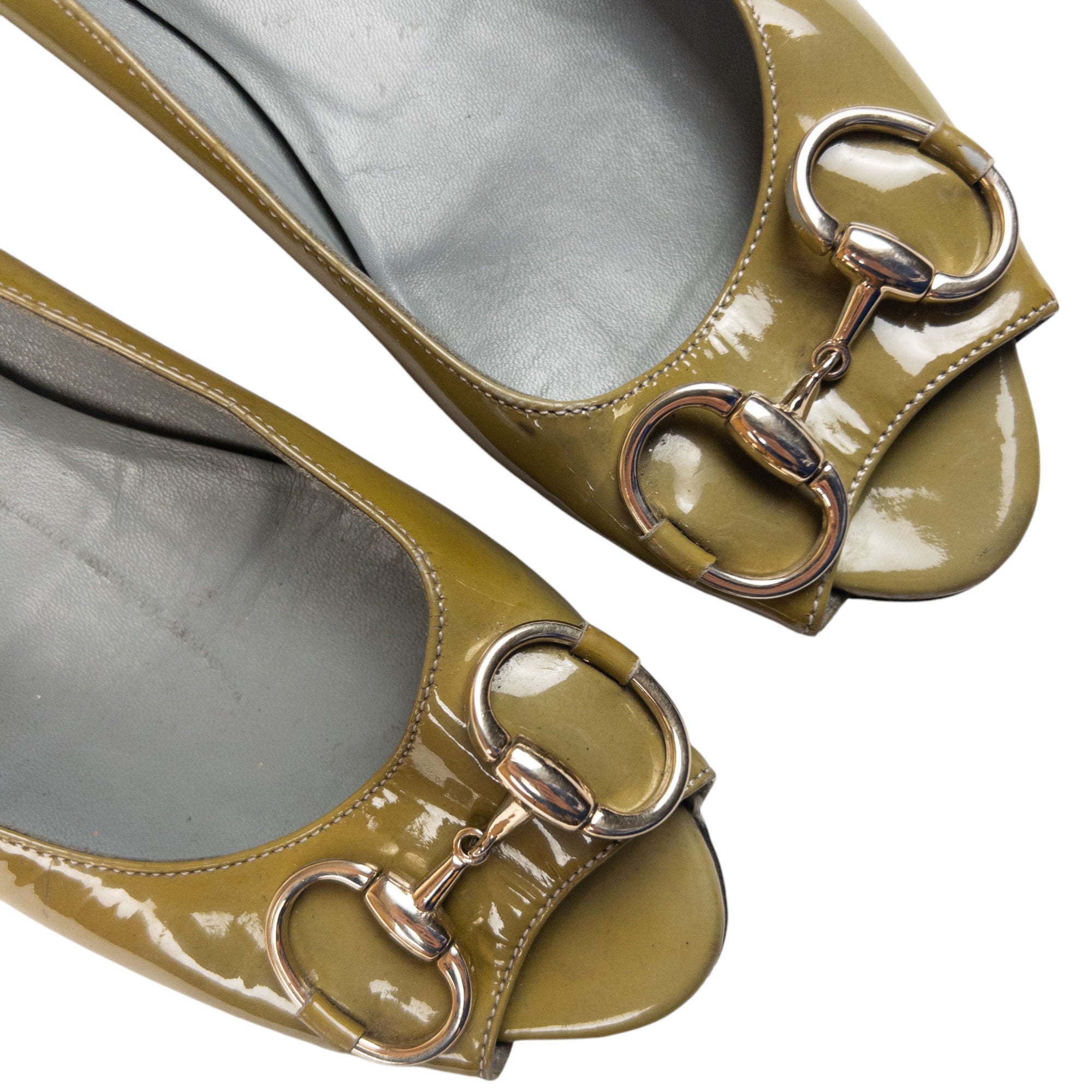 Vintage Gucci Peep Toe Horse Bite Flat Shoes Womens Size UK 4.5