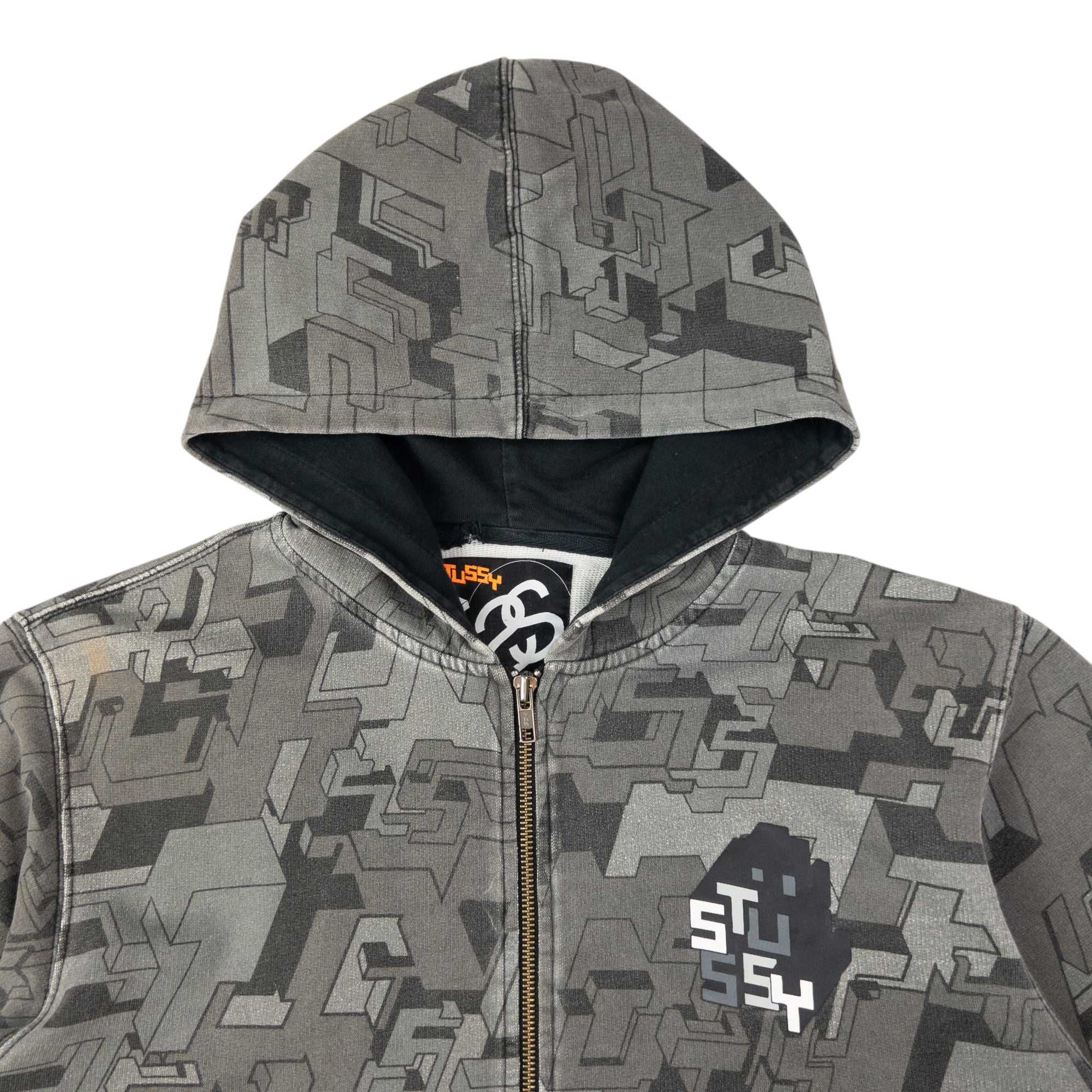 Vintage Stussy Geometric Zip Up Hoodie Size M