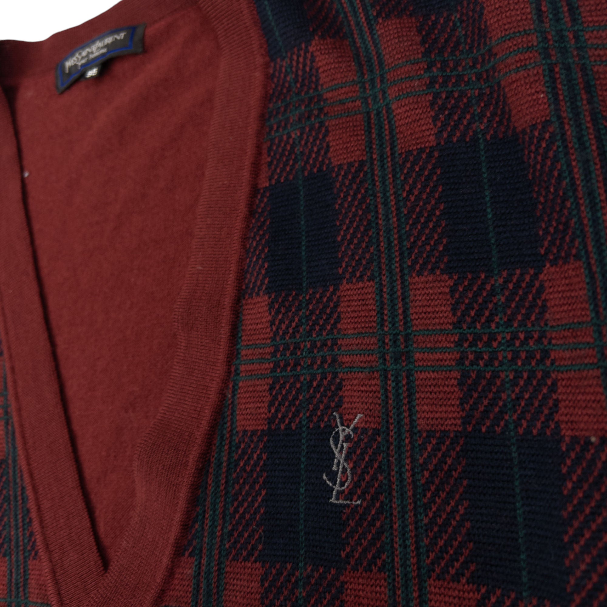 Vintage YSL Yves Saint Laurent Tartan Cardigan Size S