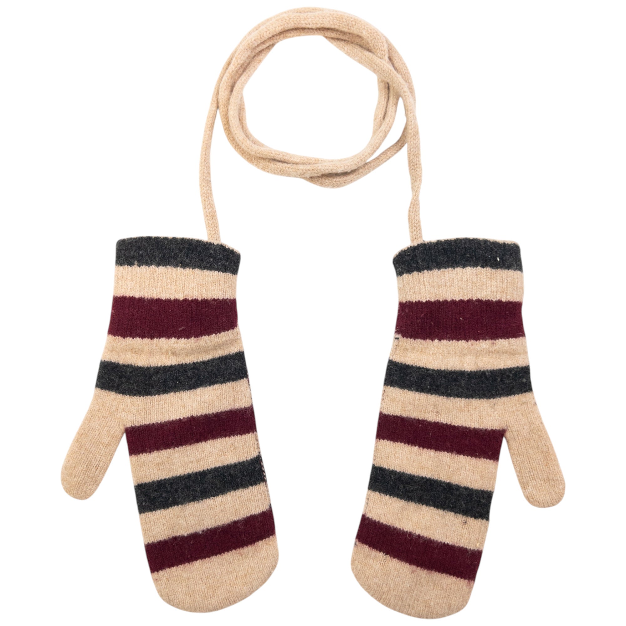 Vintage Burberry Striped Wool Mittens