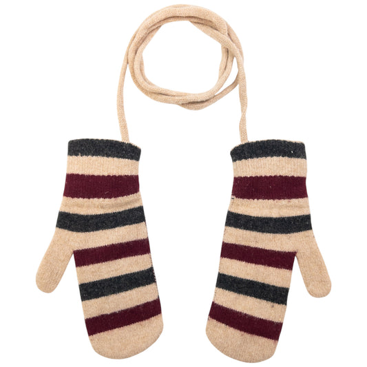 Vintage Burberry Striped Wool Mittens