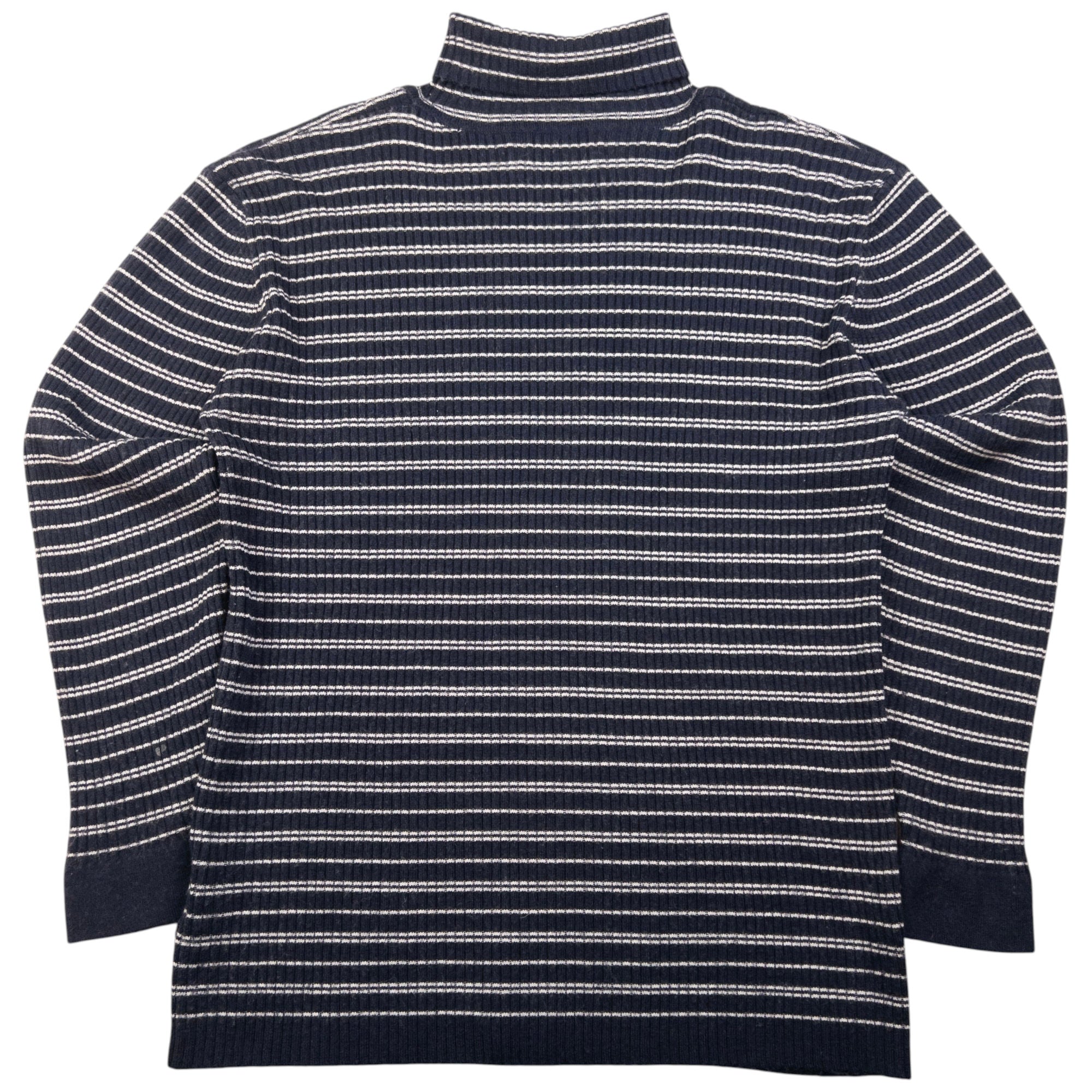 Vintage YSL Yves Saint Laurent Striped Ribbed Turtleneck Jumper Size M