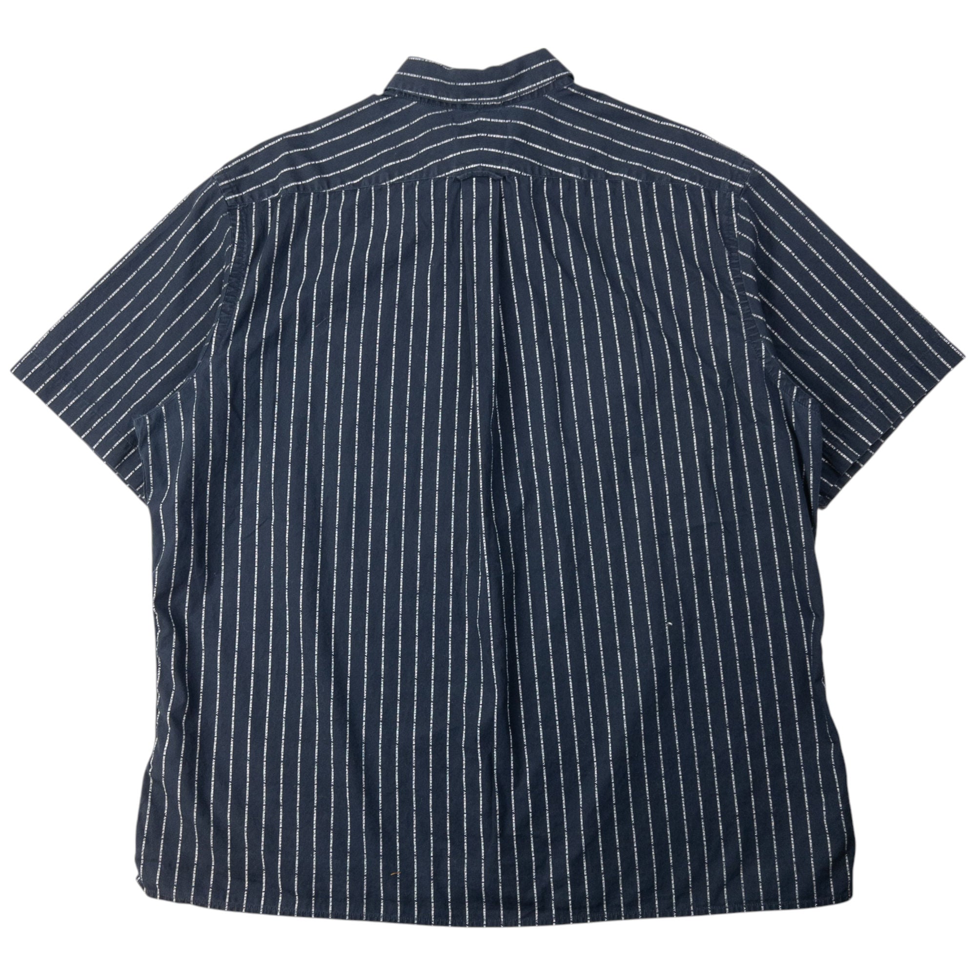 Vintage Burberry Text Stripe Short Sleeve Button Up Shirt Size XL