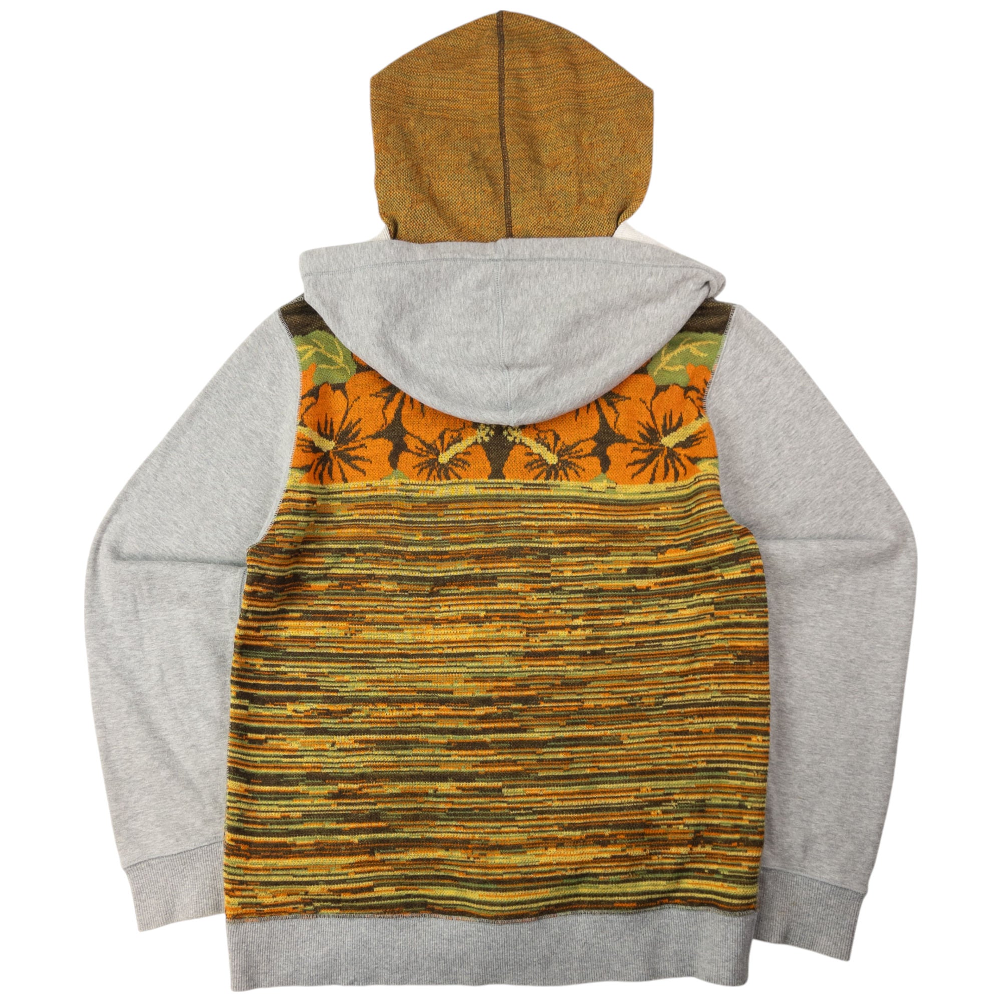 Vintage Final Home By Issey Miyake Double Hood Floral Knit Zip Up Hoodie Size M