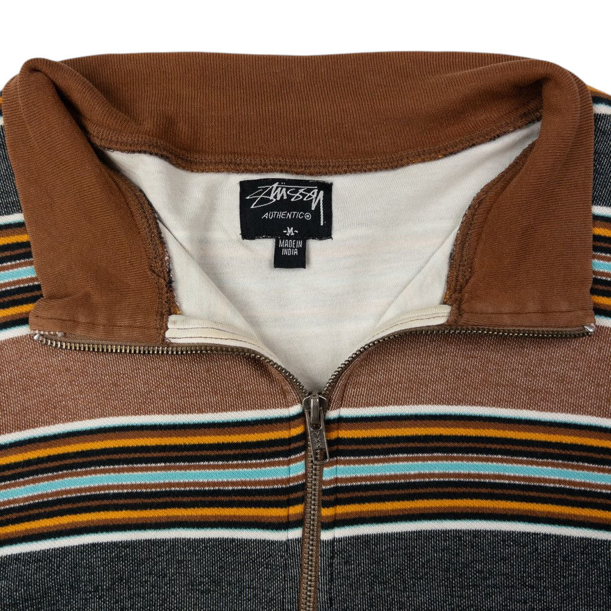 Vintage Stussy Striped Zip Up Sweatshirt Size M
