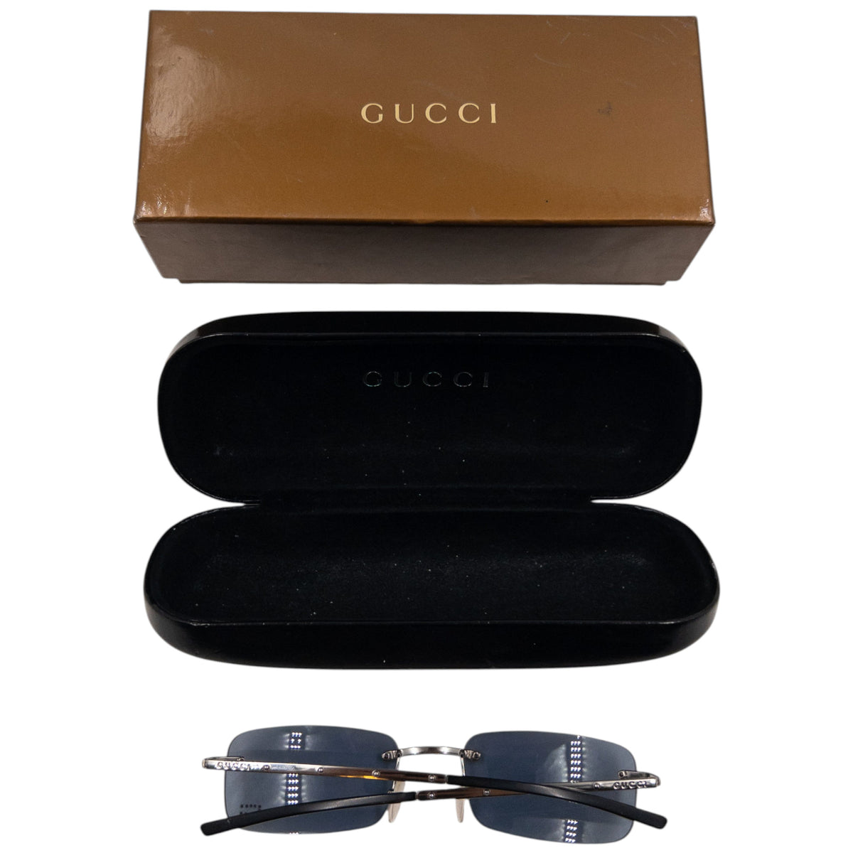 Vintage 1999 Gucci By Tom Ford Studded Rimless Sunglasses
