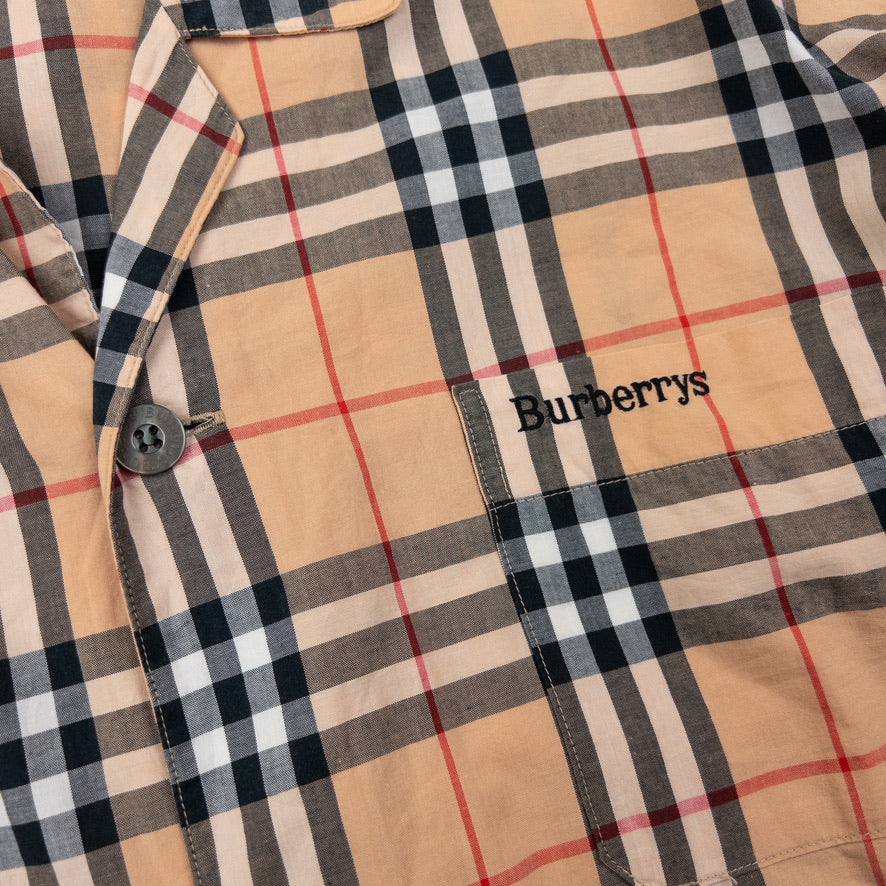 Vintage Burberry Nova Check Long Sleeve Button Up Pyjama Shirt Size L