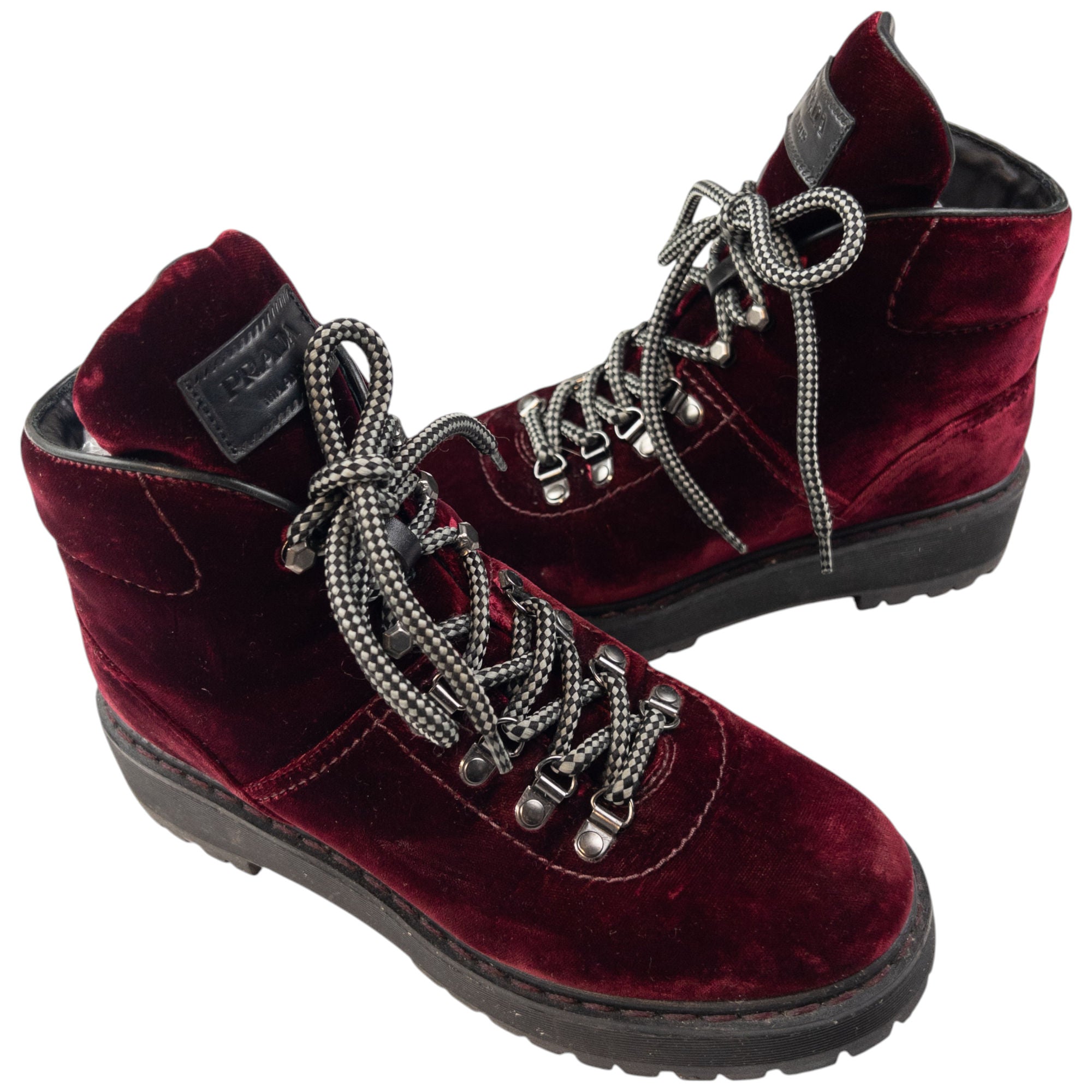 Vintage Prada Velour Hiking Boots Size UK 6.5