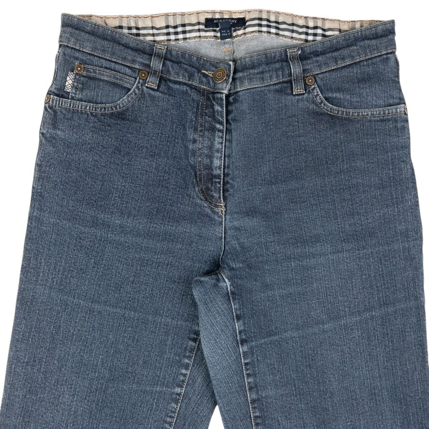 Vintage Burberry Nova Check Cuff Denim Jeans Womens Size W31