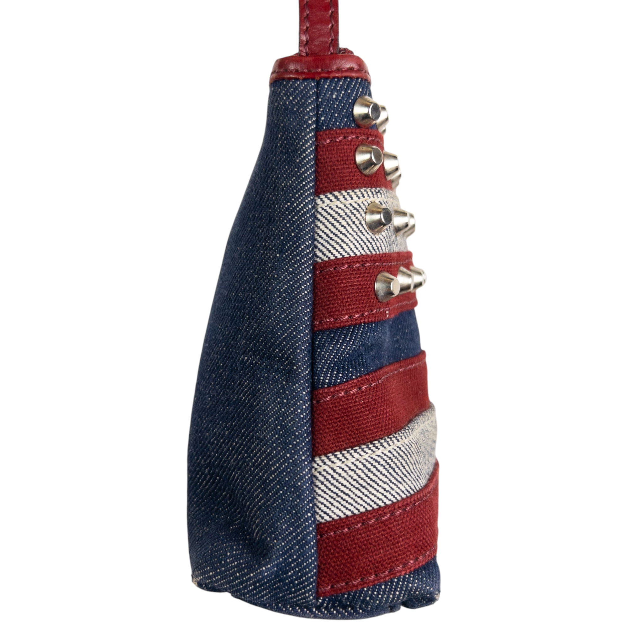 Vintage Burberry Studded Denim Flag Shoulder Bag