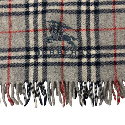 Vintage Burberry Embroidered Nova Check Tassel Scarf