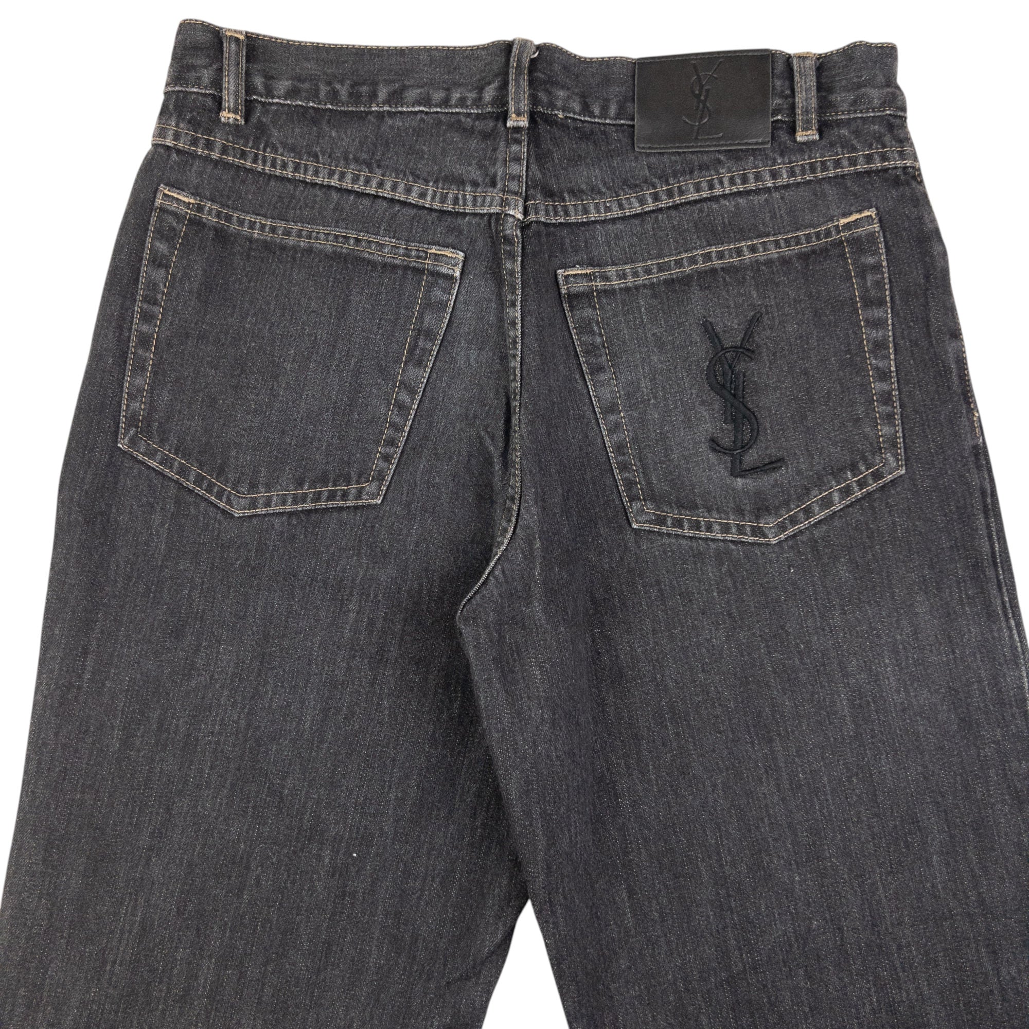 Vintage YSL Yves Saint Laurent Embroidered Denim Jeans Size W30