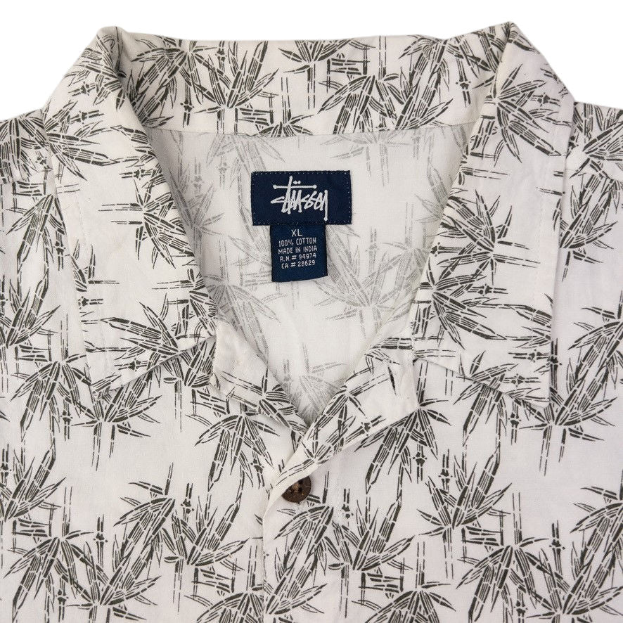 Vintage Stussy Bamboo Pattern Short Sleeve Button Up Shirt Size XL