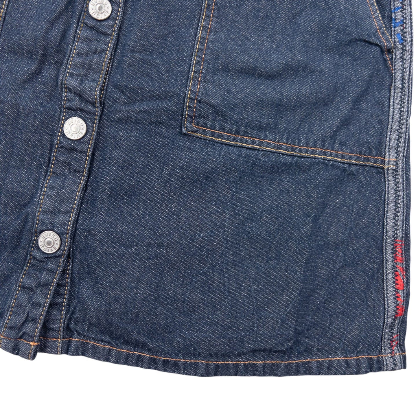 Vintage 2000s Evisu Double Gull Reversible Japanese Denim Mini Skirt Womens Size W29