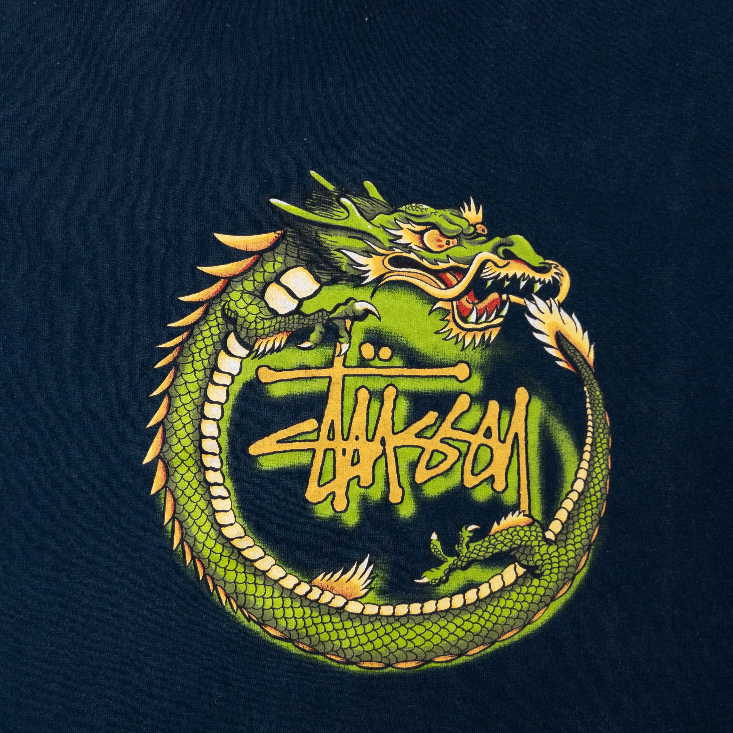 Vintage Stussy Graphic Dragon T Shirt Size S