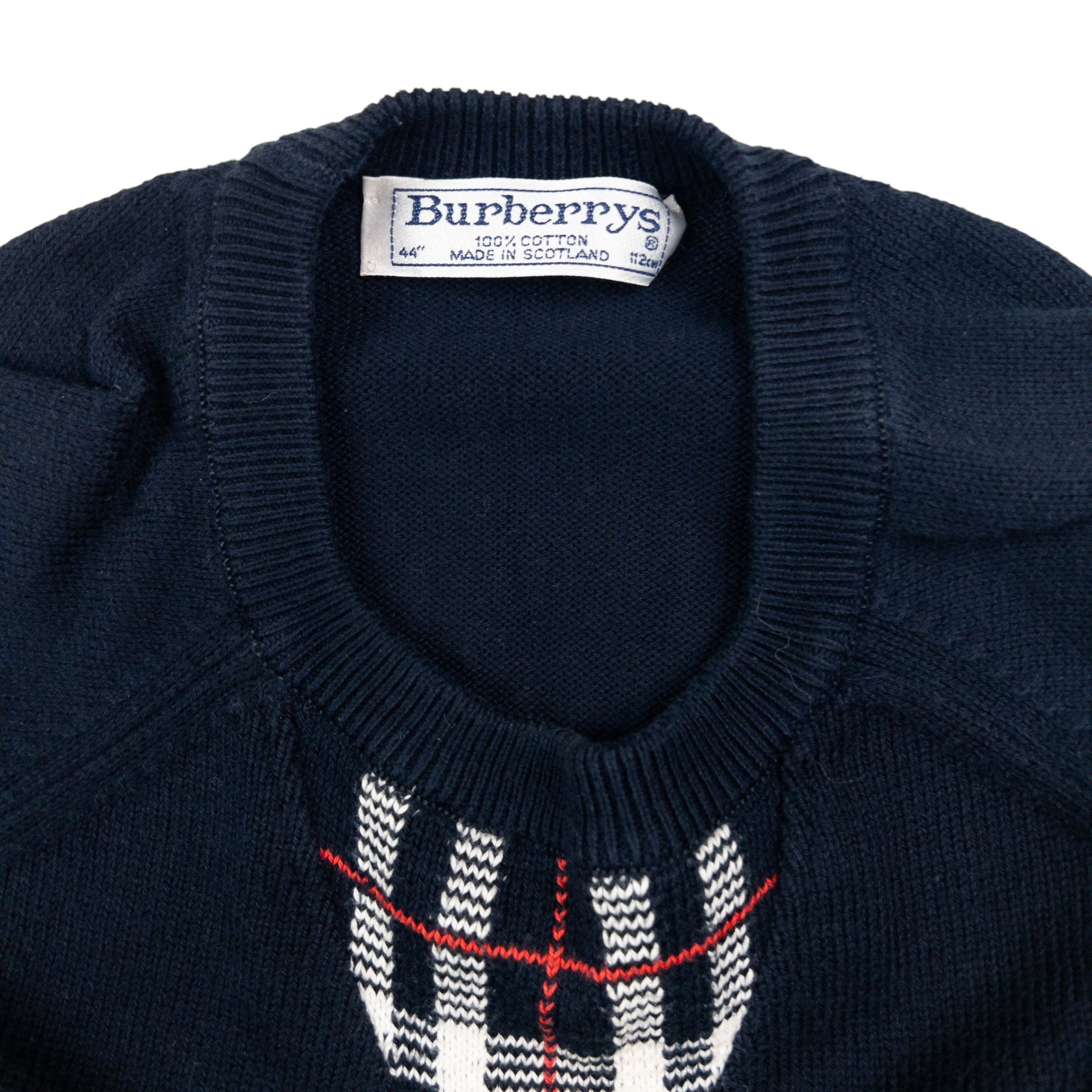 Vintage Burberry Nova Check Detail Knit Jumper Size M