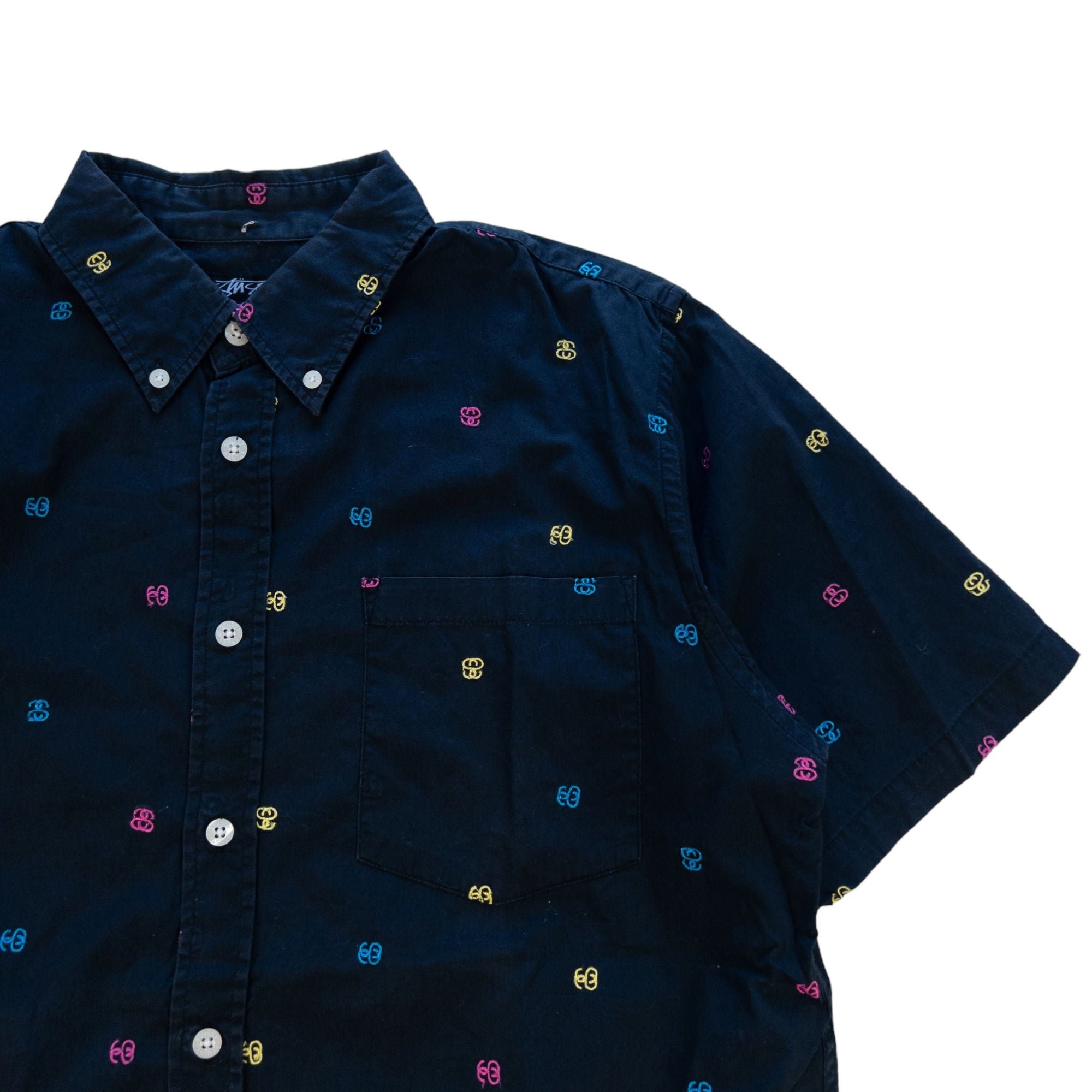Vintage Stussy Monogram Short Sleeve Shirt Size M