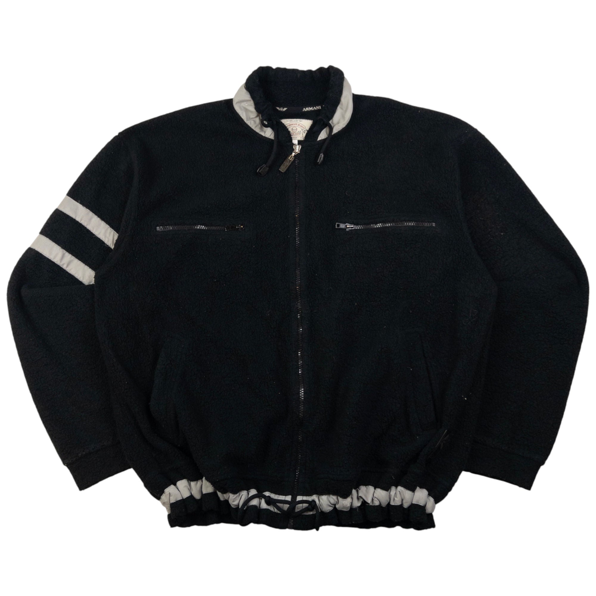 Vintage Armani Jeans Zip Up Fleece Jacket Size XL