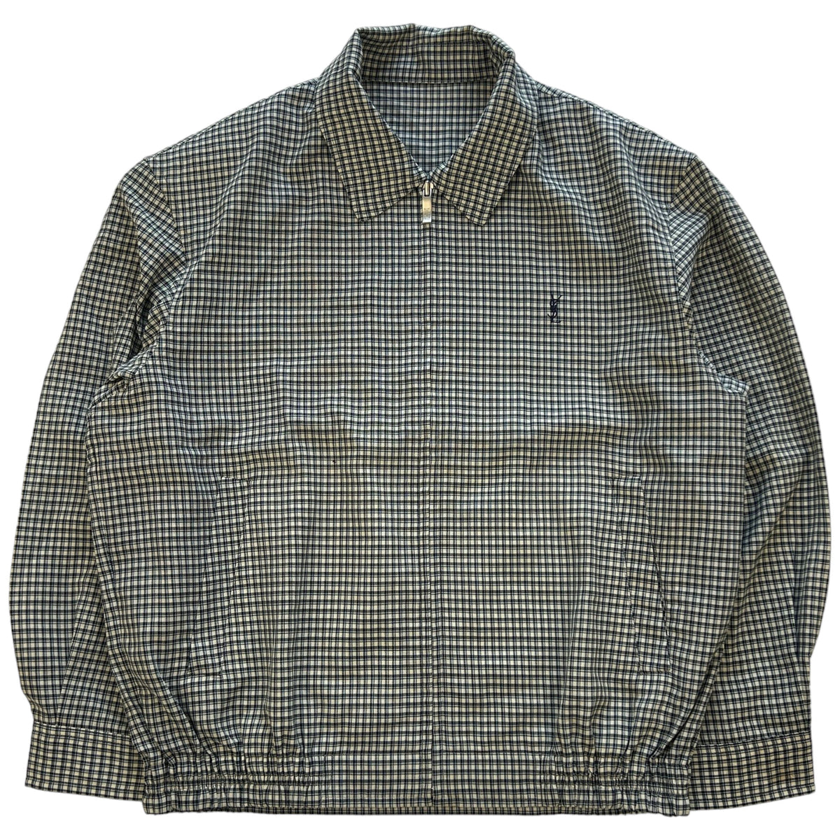 Vintage YSL Yves Saint Laurent Check Harrington Jacket Size S