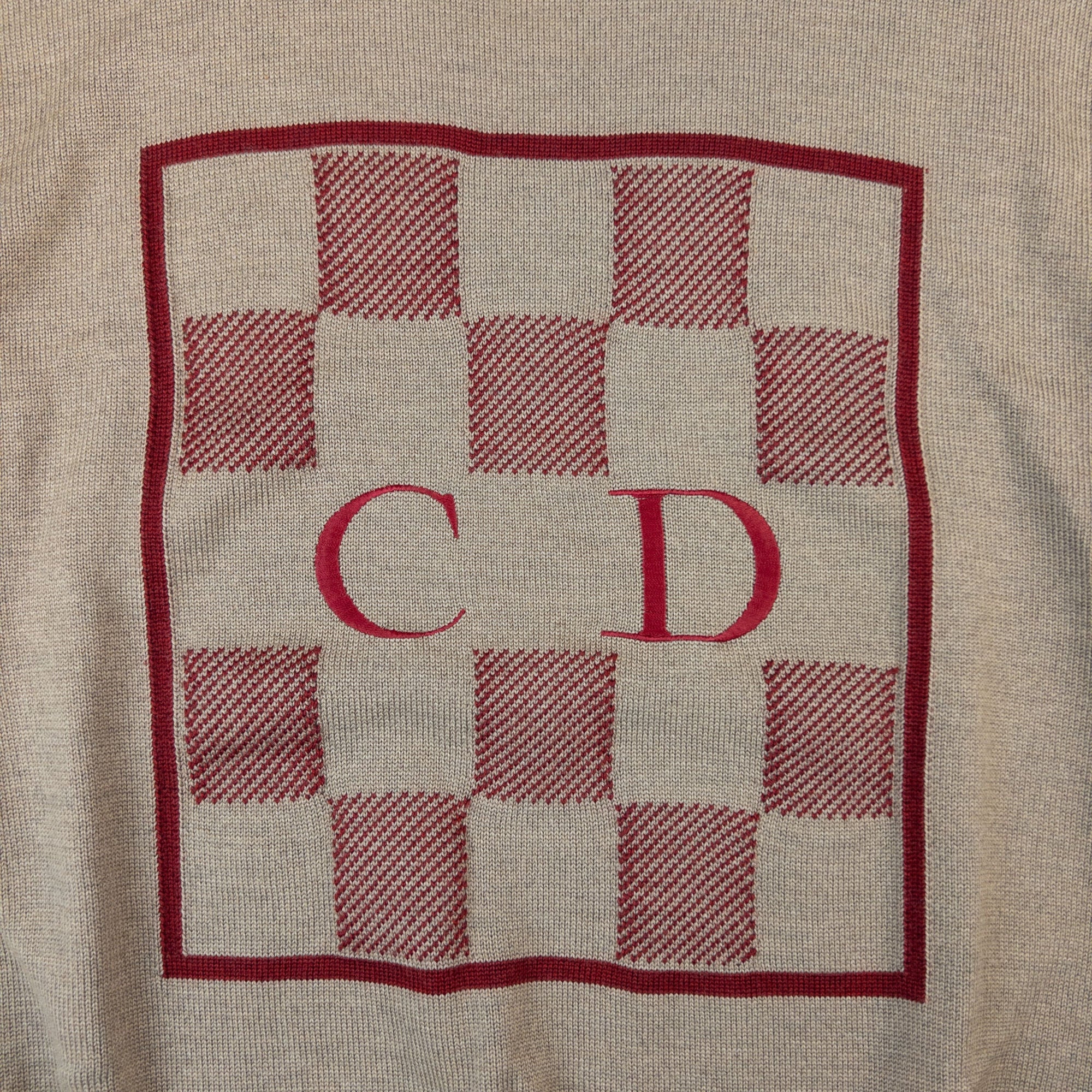 Vintage Dior Sports Checkerboard Knit Jumper Size L