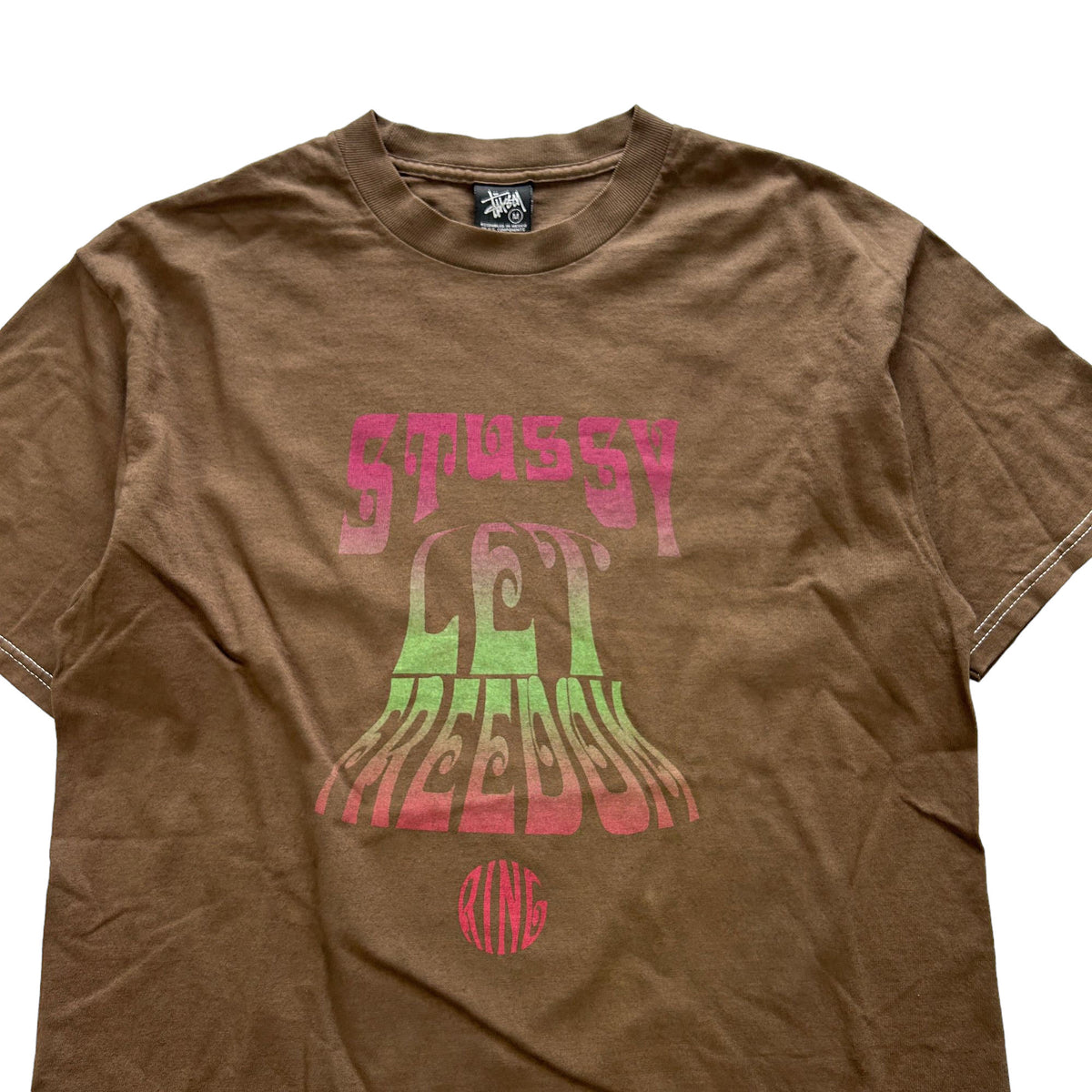 Vintage Stussy Let Freedom Ring Graphic T-Shirt Size M