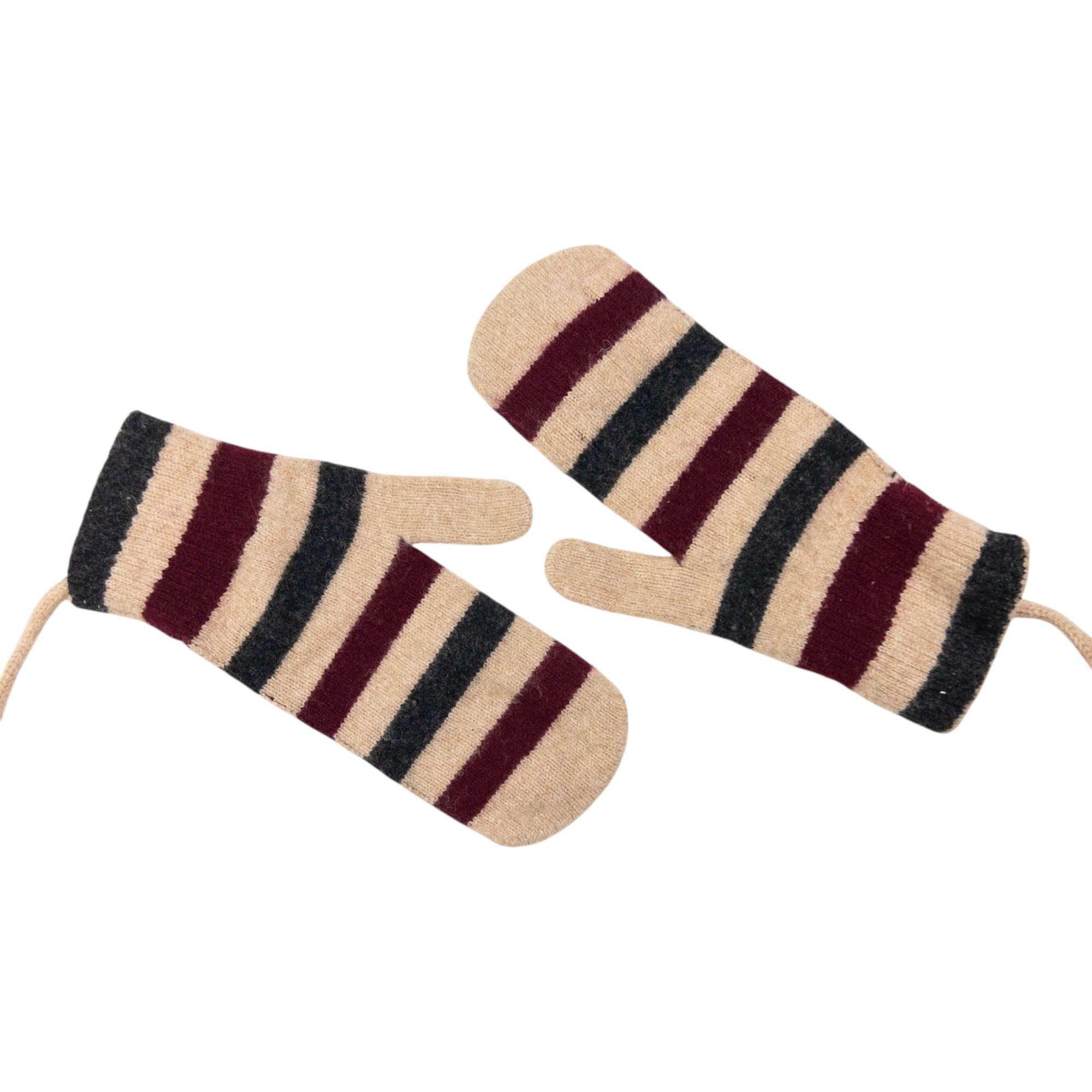 Vintage Burberry Striped Wool Mittens