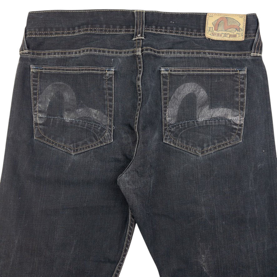 Vintage Puma X Evisu Double Gull Cropped Japanese Denim Jeans Size W36