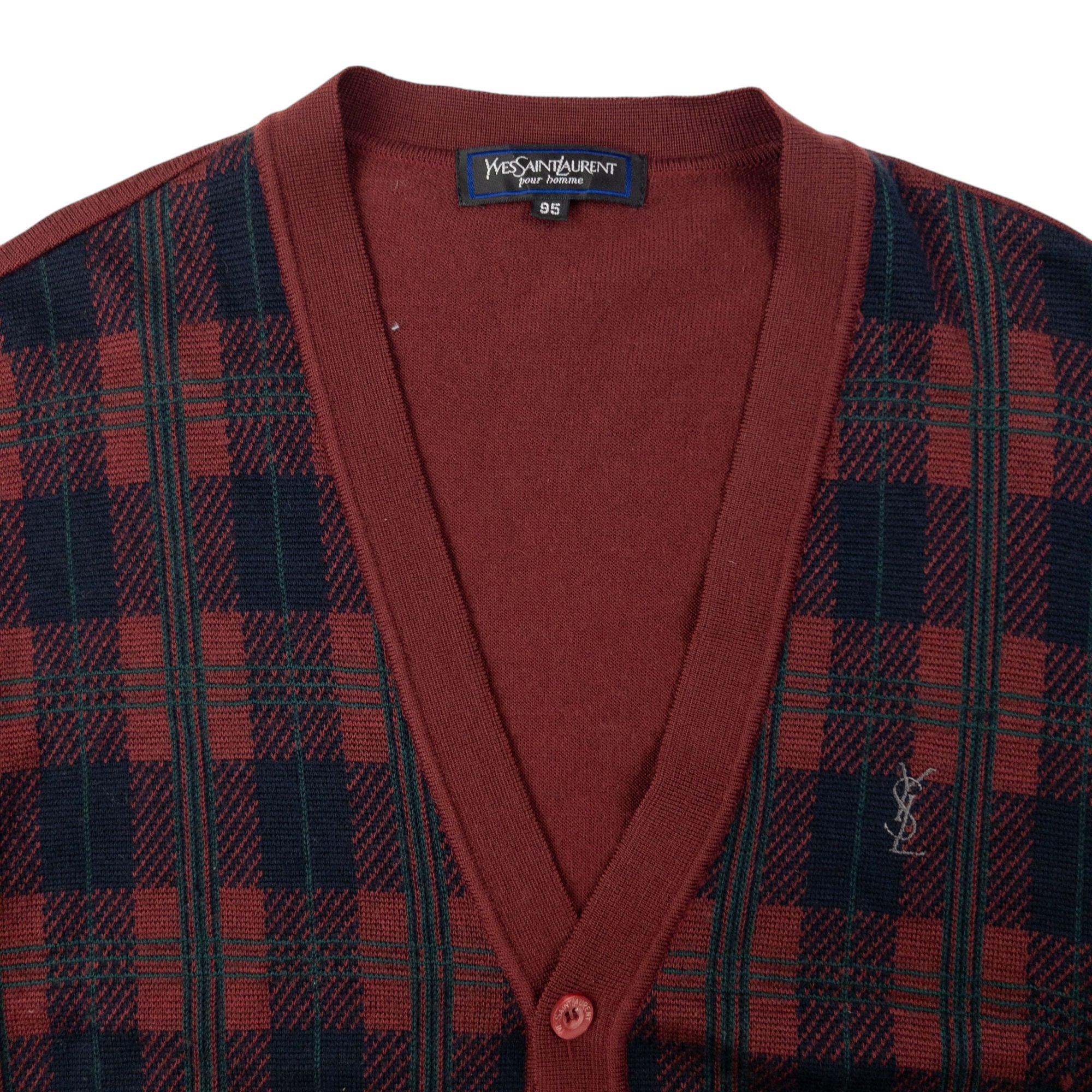 Vintage YSL Yves Saint Laurent Tartan Cardigan Size S