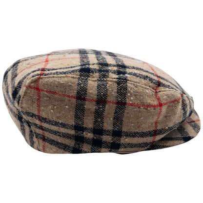 Vintage Burberry Nova Check Wool Flat-Cap Hat Size L/XL