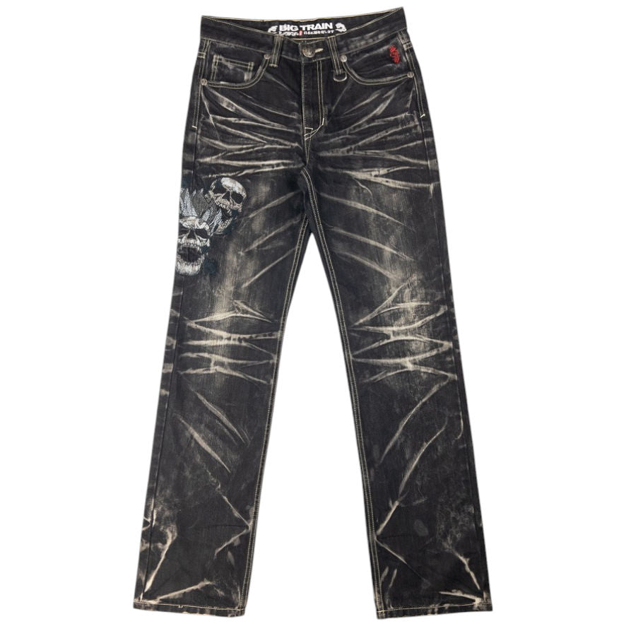 Vintage Big Train Embroidered Skull Japanese Denim Jeans Size W30