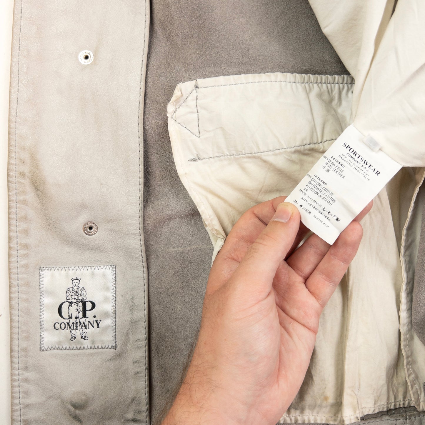 Vintage CP Company Leather Multi Pocket Jacket Size M