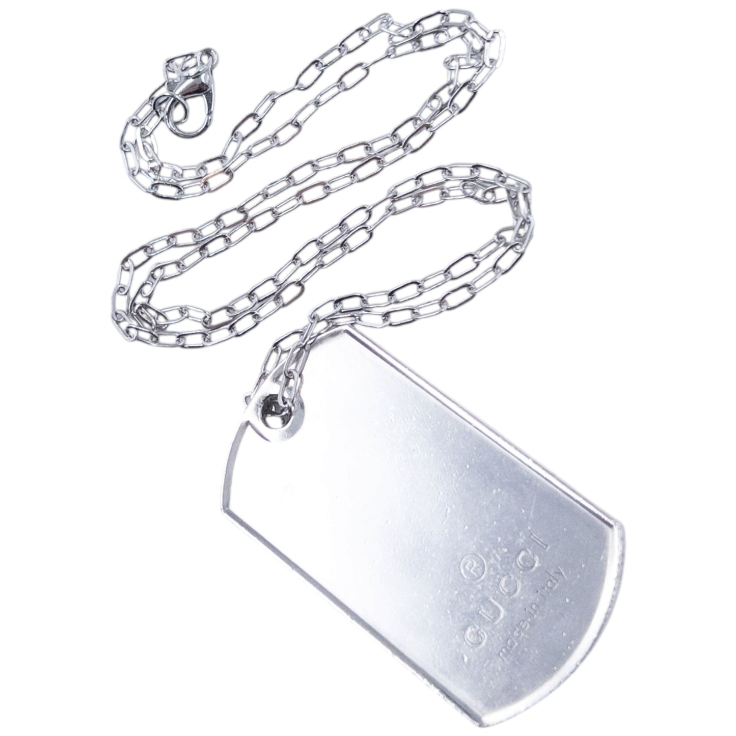 Vintage 2000s Gucci Embossed Dog Tag Necklace