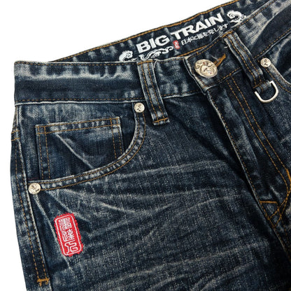Vintage Big Train Embroidered Wave Japanese Denim Jeans Size W29