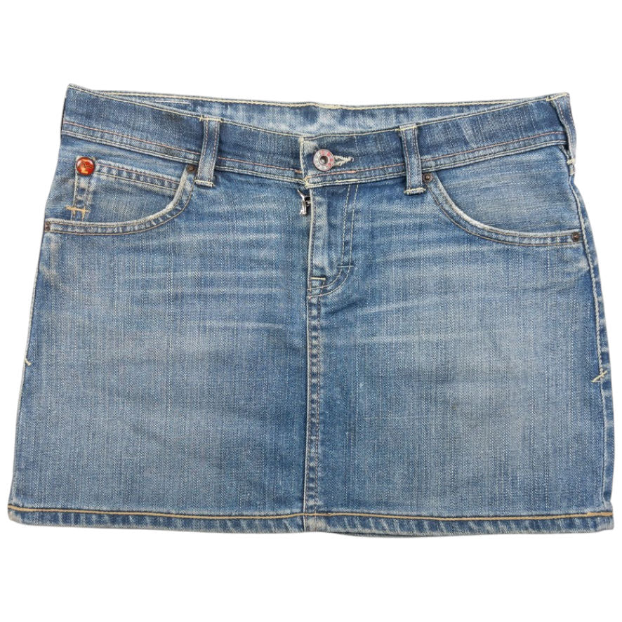 Vintage Puma X Evisu Double Gull Japanese Denim Mini Skirt Womens Size W30