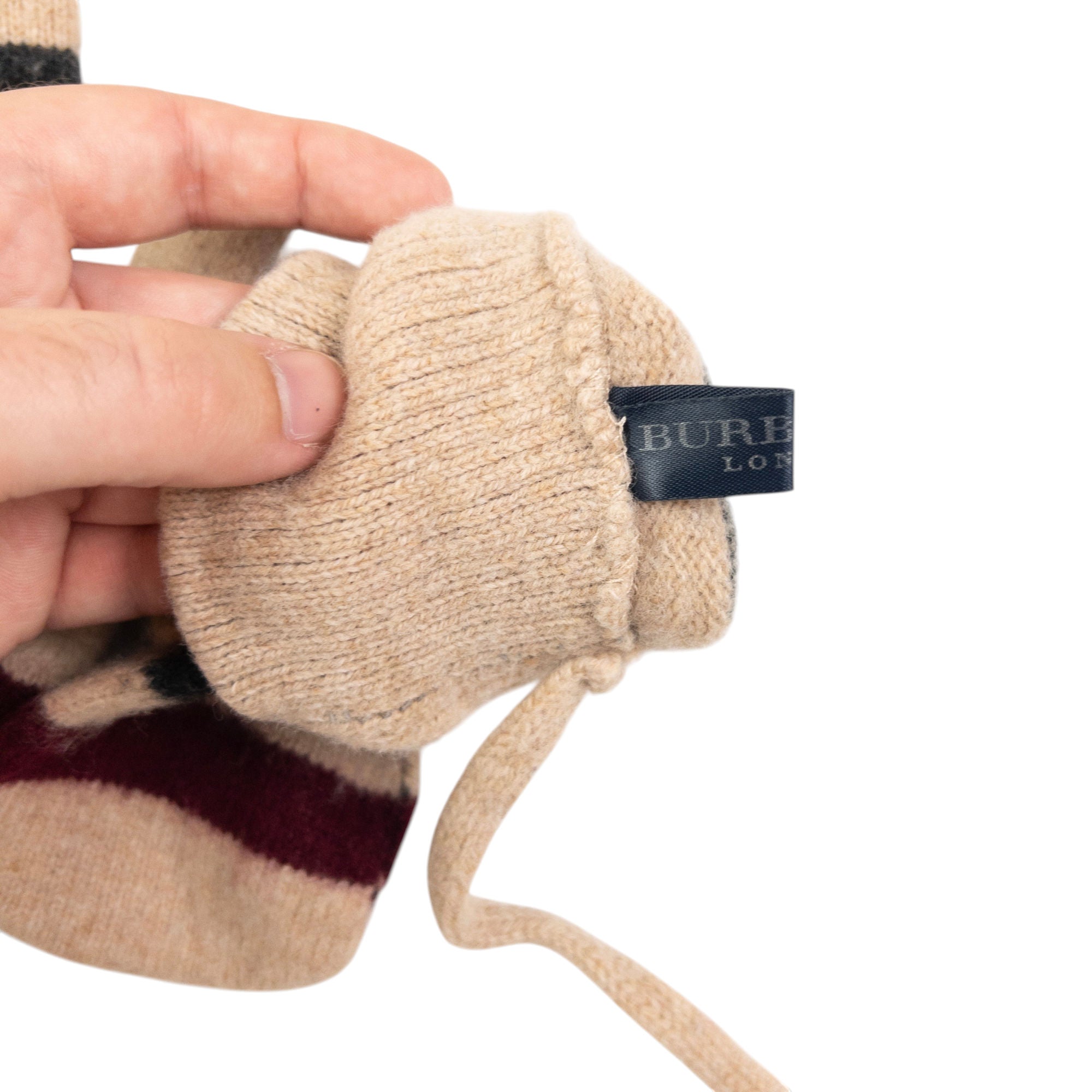 Vintage Burberry Striped Wool Mittens