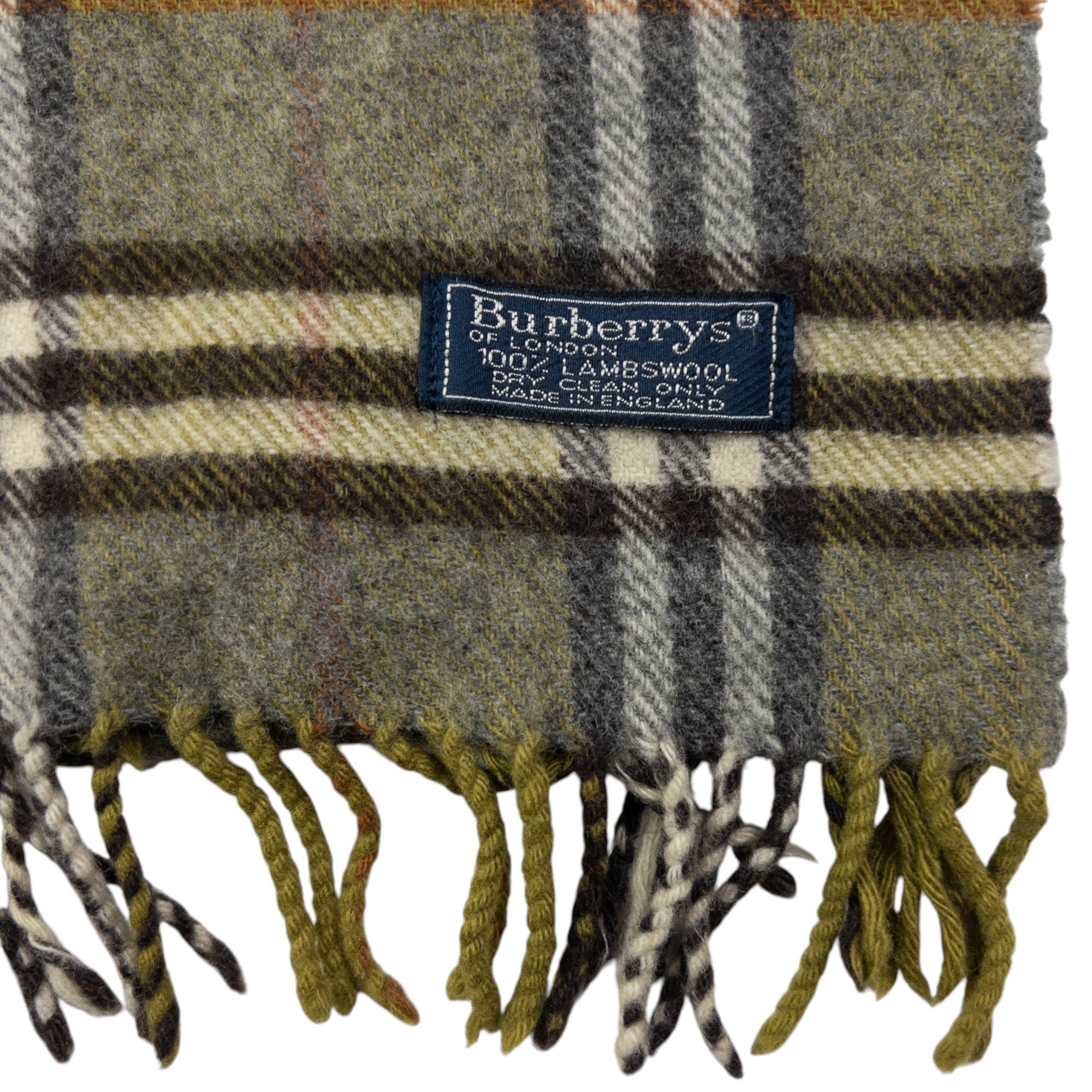 Vintage Burberry Nova Check Lambswool Tassel Scarf