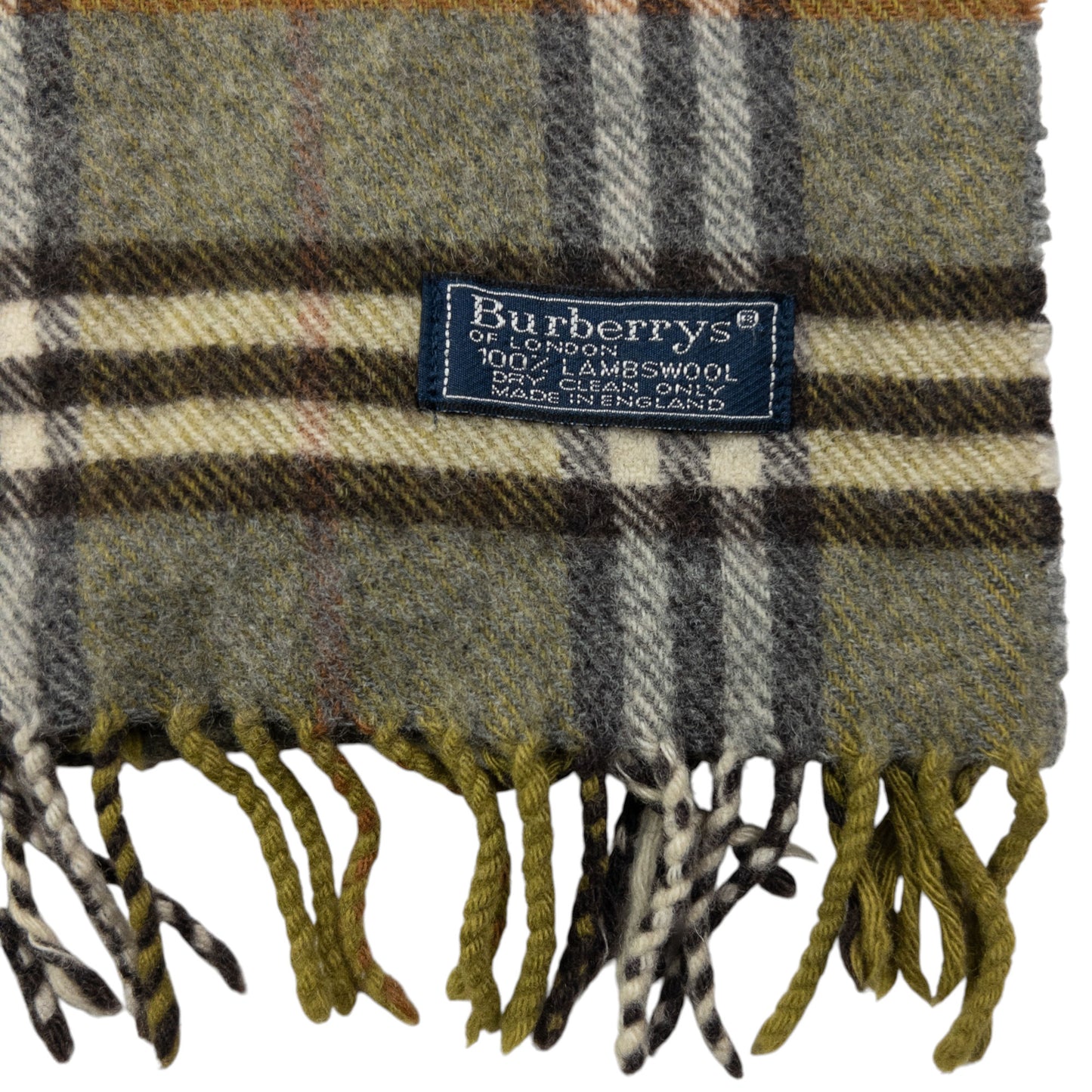 Vintage Burberry Nova Check Lambswool Tassel Scarf