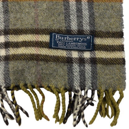 Vintage Burberry Nova Check Lambswool Tassel Scarf