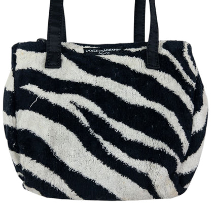 Vintage Dolce & Gabbana Mare Zebra Stripe Terry Cloth Shoulder Bag