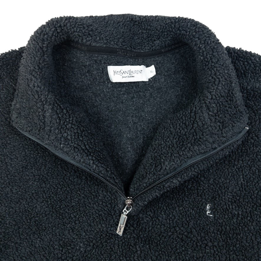 Vintage YSL Yves Saint Laurent Q Zip Fleece Sweatshirt Size XL