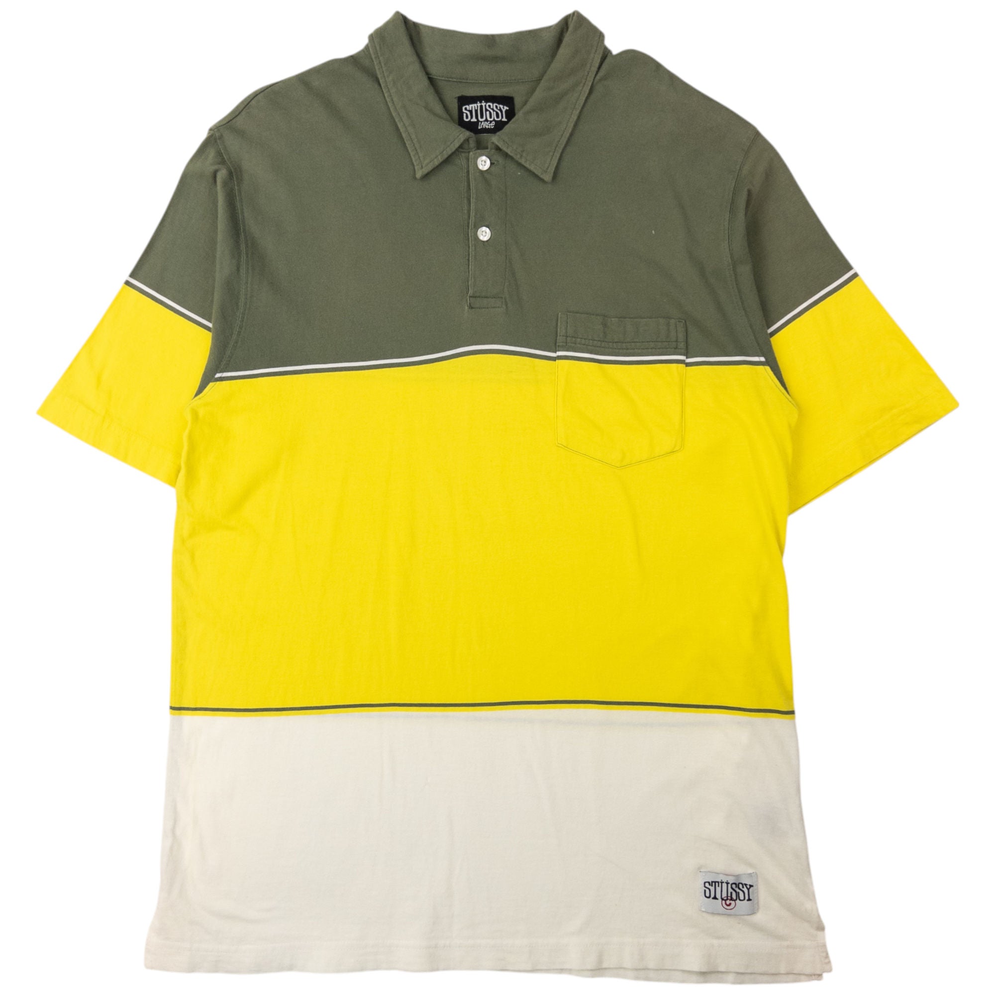 Vintage Stussy Colour Block Polo Shirt Size L