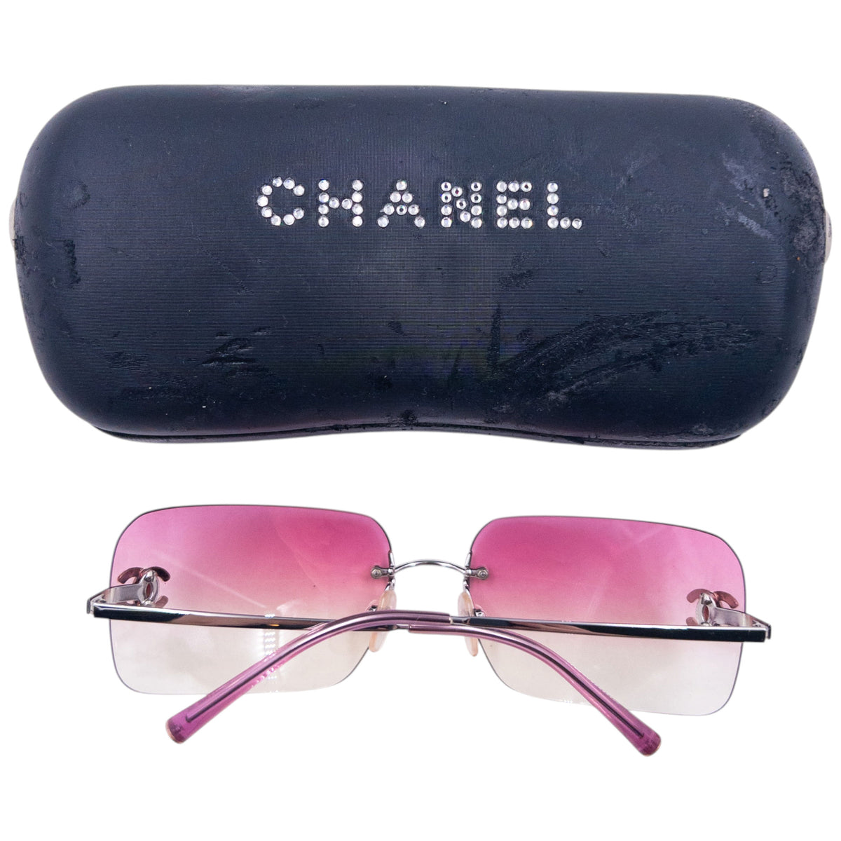 Vintage 2000s Chanel Rimless Diamanté Sunglasses