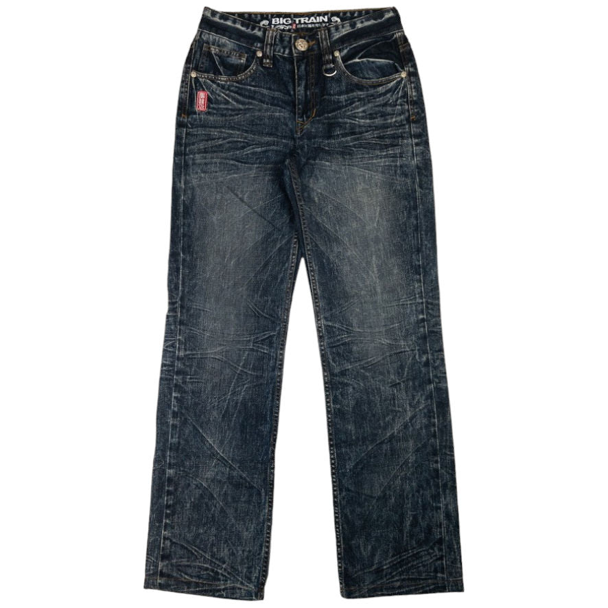 Vintage Big Train Embroidered Wave Japanese Denim Jeans Size W29