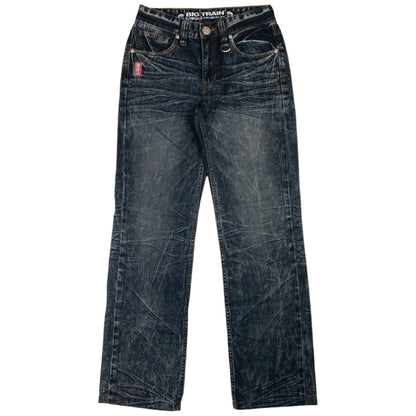 Vintage Big Train Embroidered Wave Japanese Denim Jeans Size W29