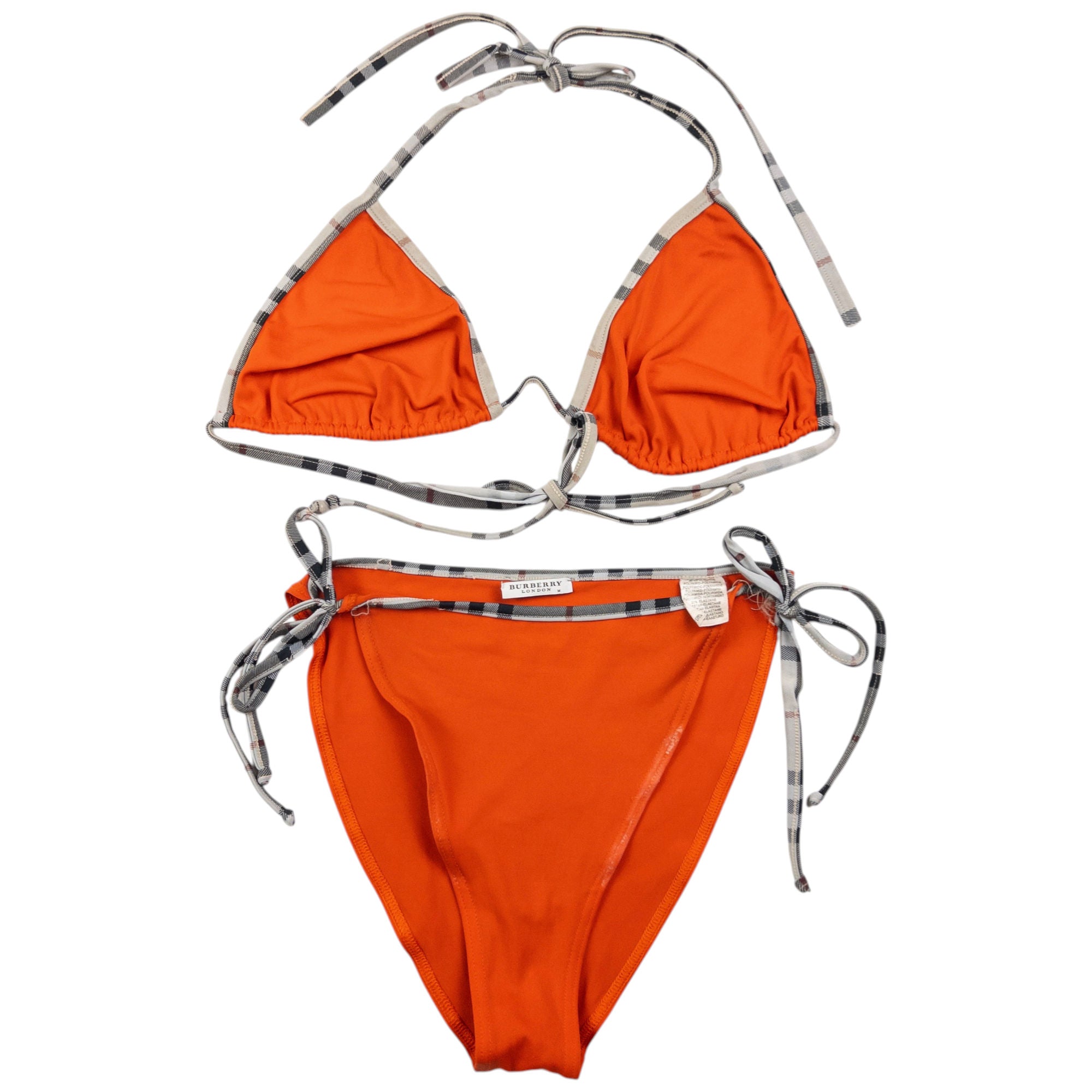 Vintage Burberry Nova Check Bikini Set Womens Size M