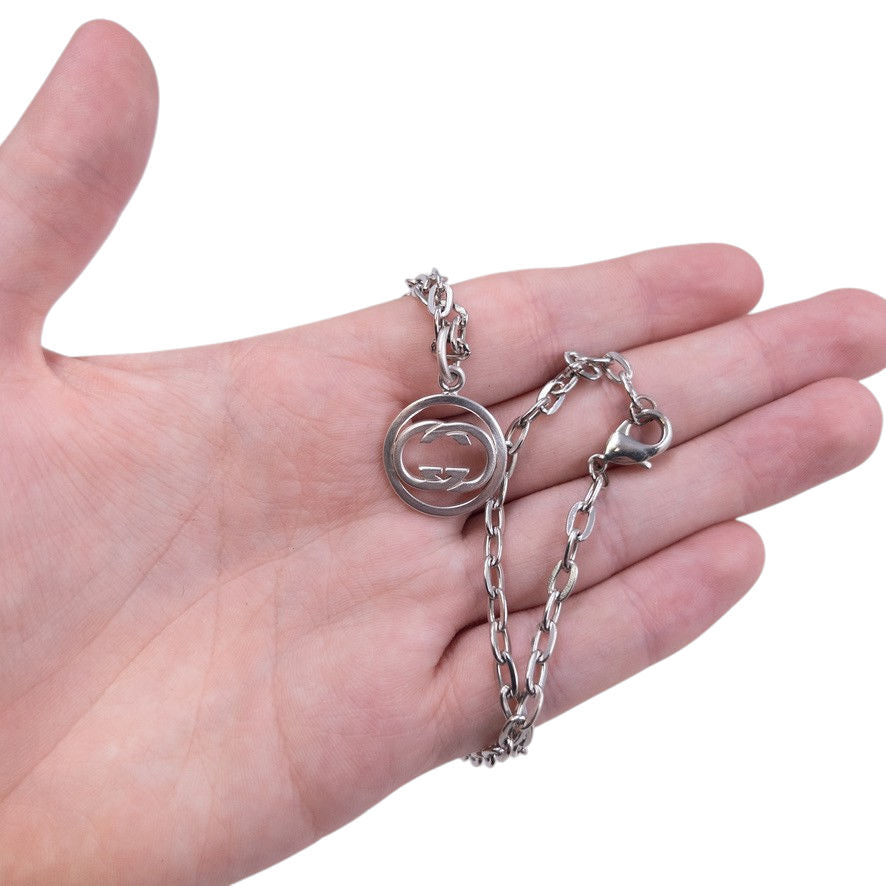 Vintage Gucci Silver Logo Necklace