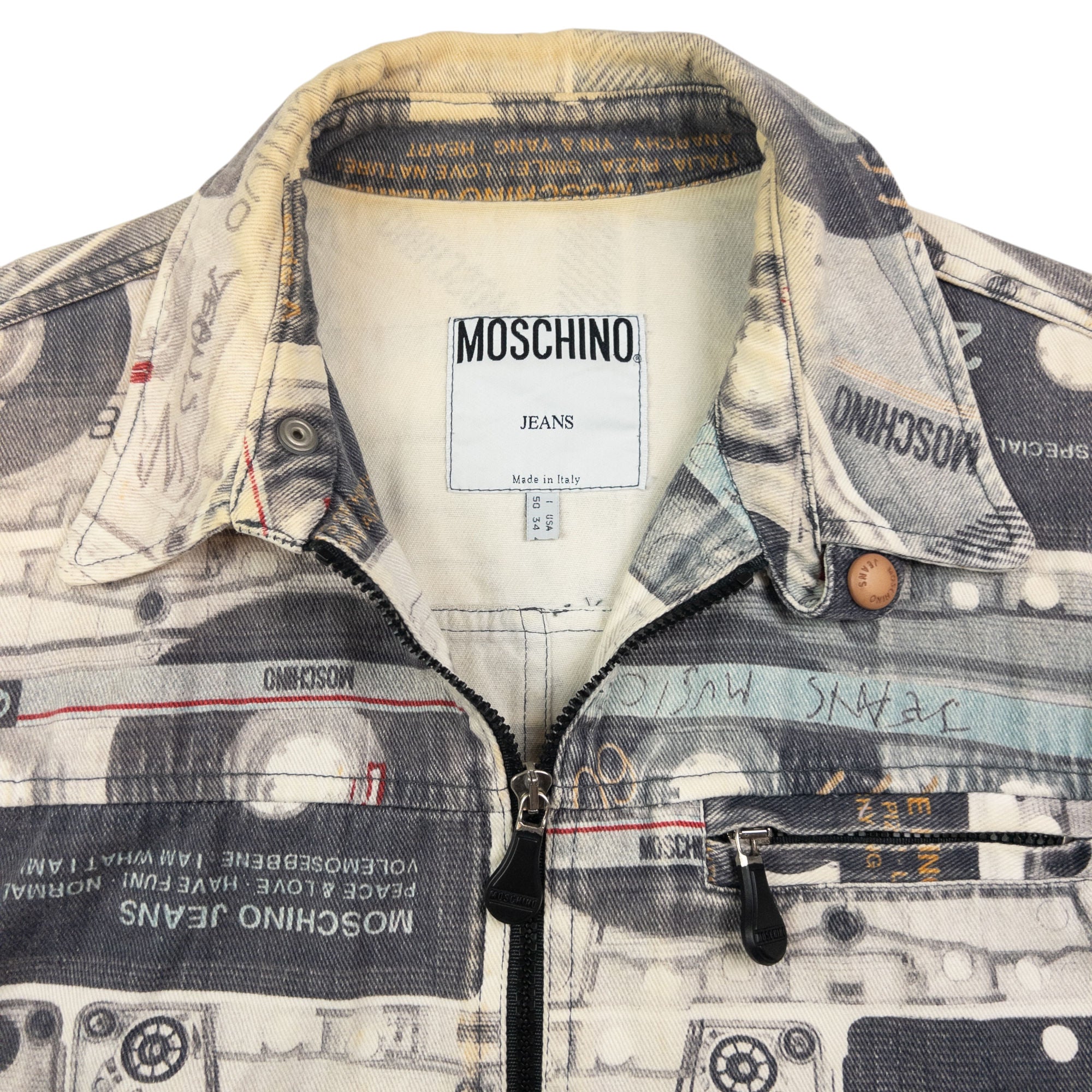 Vintage Moschino Jeans Cassette Print Jacket Size L