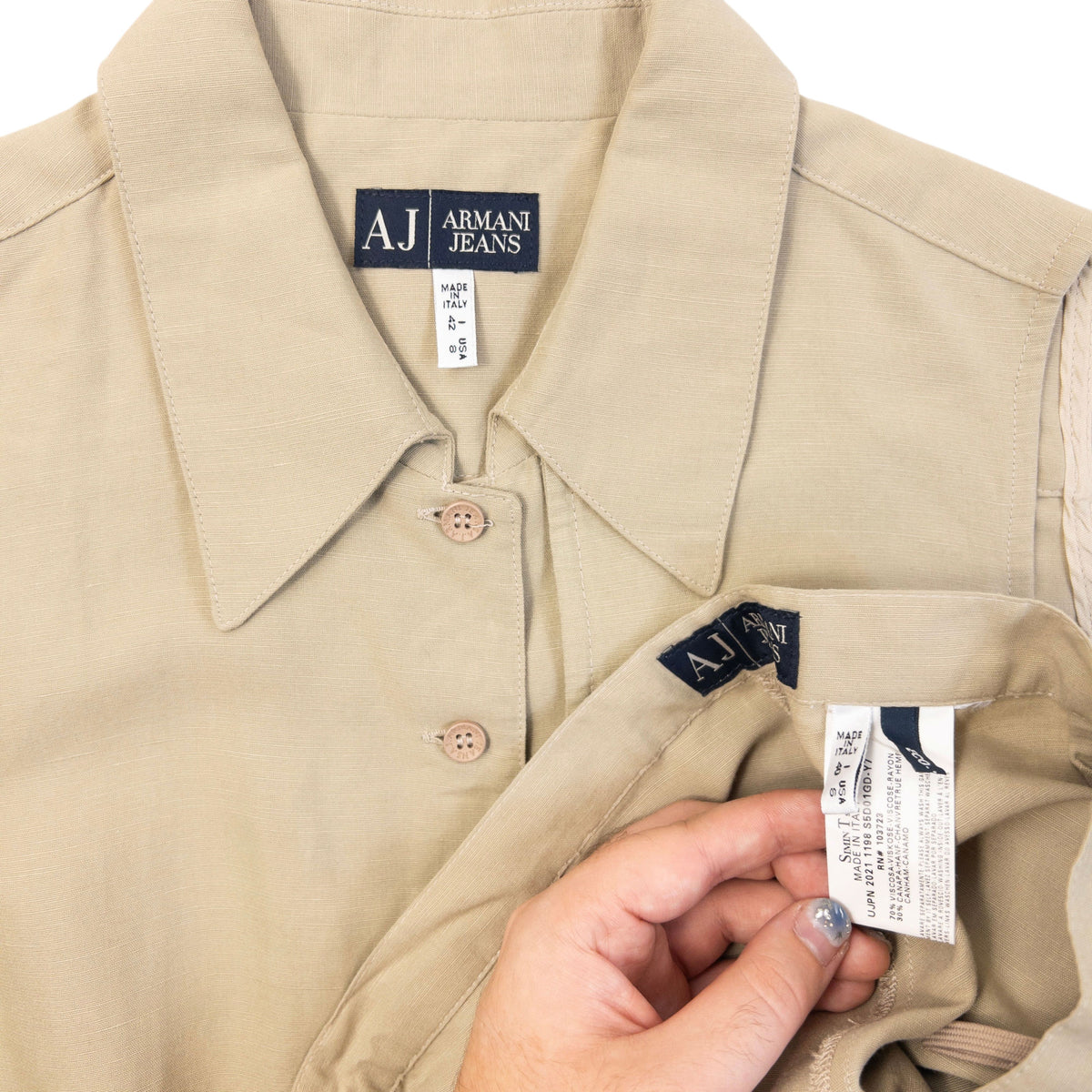 Vintage 2000s Armani Jeans Vest Jacket & Trousers Suit Set Womens Size S